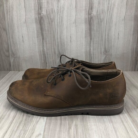 Skechers Shoes Mens 11 Solent Manger Brown Leather Lace Up Derby Casual Shoes main image 12